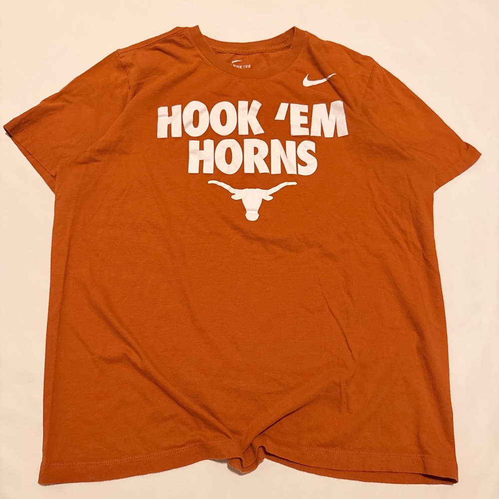 Nike T-Shirt Men Large Burnt Orange Hook Em Horns Texas Longhorns Graphic Tee